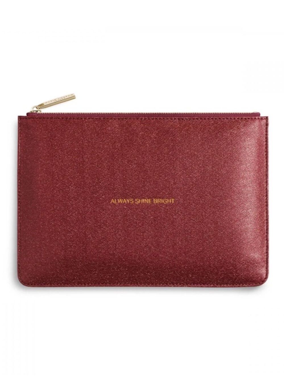 Katie Loxton London Red Shimmer Perfect Pouch with Always Shine Bright Embossed